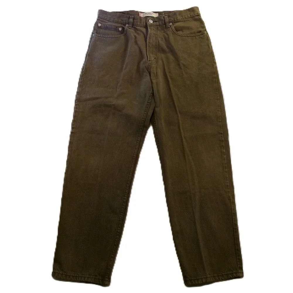 Vintage Levi's 550 Men 34x30 Olive Green Denim Relaxed Fit Tapered Leg Jeans
